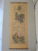 Vintage Chinese Dragon & Tiger Decorative Scroll