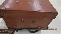 Industrial cart with leather suitcase