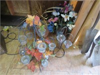 PLASTIC PLANTER, VASE WITH ARITIFICIAL FLOWERS