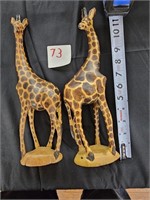 Giraffe Hand Carved Wooden Set of 2