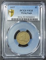 1857 FLYING EAGLE CENT PCGS VF-25