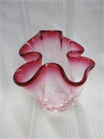 Ruffled Edge Art Glass Decorative Bowl