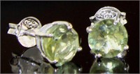 Natural 2.00 ct Green Amethyst Stud Earrings