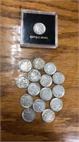 16 Buffalo nickels assorted years 1927-1937. One