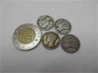 10 c 1937-36-35-41 USA argent