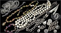 Stone and Silver Tone Costume Jewelry
