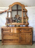 Serpentine front oak dresser w/ mirror