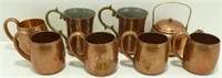West Bend Copper Mugs Set of 5 plus 2 Others &