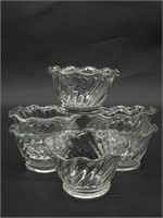 (6) Vintage Pressed Clear Glass Ice Cream Bowls w/