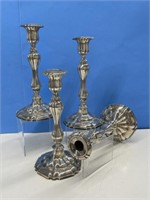 Set of 4 Silverplate Candleholders, 10.5 " tall