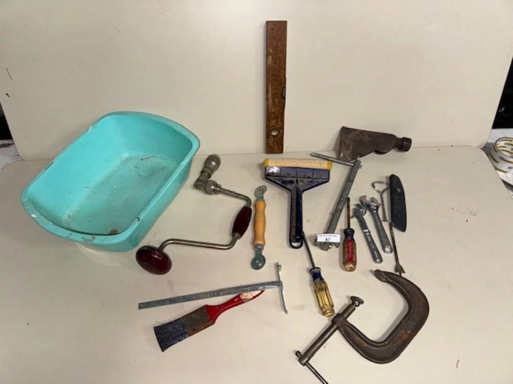 Misc. tool lot with tote