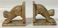 SWEET PAIR OF VINTAGE MARBLE CAT BOOKENDS