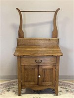 Ant. maple commode 2doors 1 drawer towel bar