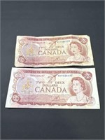 2 1974 Canadian $2 bills