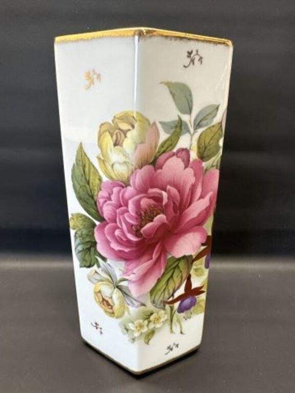 Limoges Porcelain floral vase 9" h