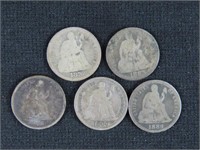 5 SEATED LIBERTY SILVER DIMES