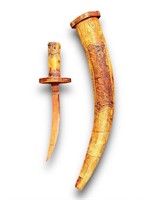 CARVED CHINESE BONE SWORD