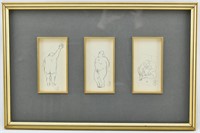 Signed Nude Figural Study Drawings