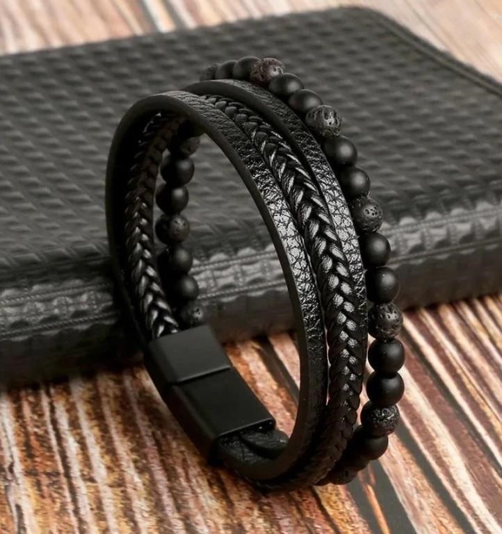 Beads Multi-layer Braided Leather Bracelets- 2PCS