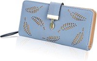 Women's Blue Wallet with Gold Leafs