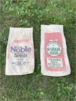 (2) old cloth seed sacks