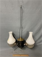 Antique Hanging Double Burner Oil Lamp Light