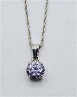 .925N Created Tanzanite Solitaire Necklace