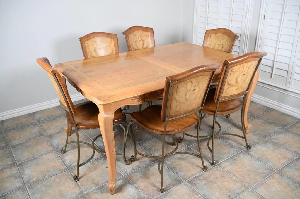 Vtg Oak Slat Look Dining Table,Tuscan Style Chairs