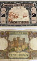 WW2 era Currency Morocco Francs