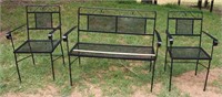 WROUGHT IRON GARDEN SET- SETTEE & TWO CHAIRS