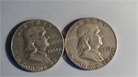 1952 & 1962 Ben Franklin Half Dollars