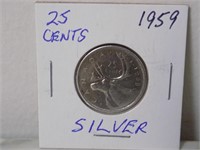 Canada 1959 25c Silver Quarter