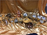 Large, assorted lot of bronze, brass & glass