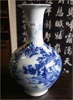 Blue & white globular vase decorated with figures,