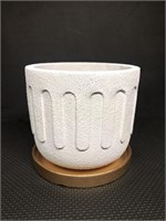 Awesome White Concrete Planter With Gold Tray