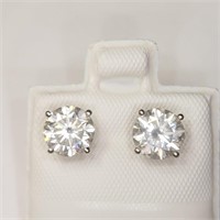 $800 14K  White Moissanite(1.94ct) Earrings