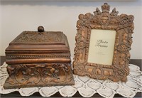 Heavy Ornate Lidded Box & Frame