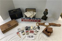 Asmt Lighters, Deco Boxes, Cigar Sign, Wood Watch