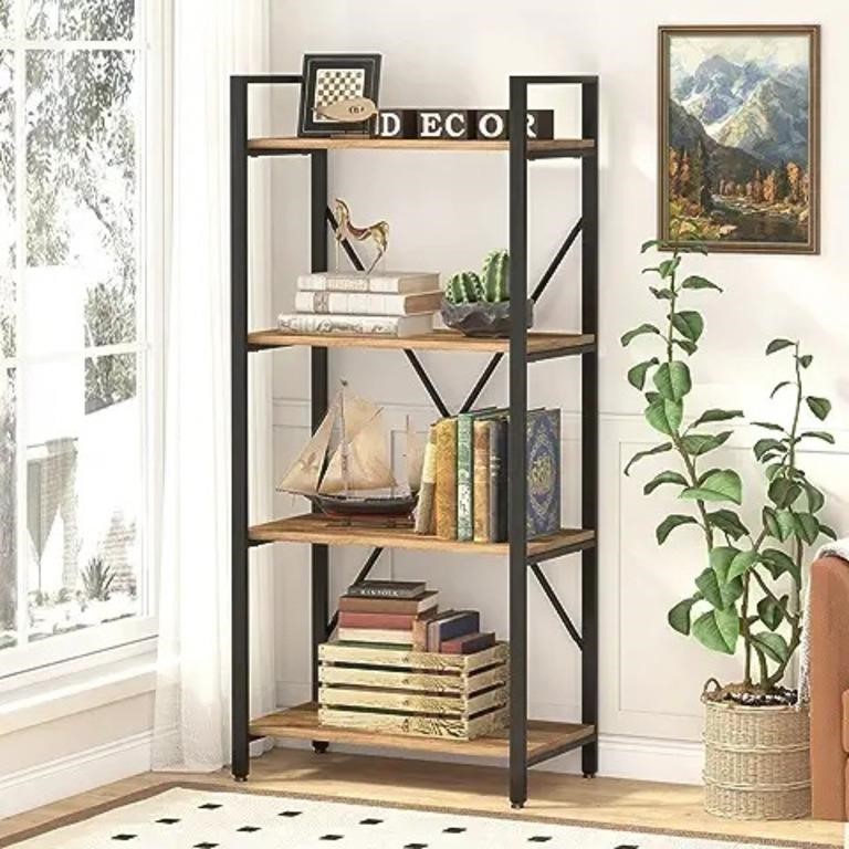 Bon Augure Industrial 4 Tier Bookshelf, Modern