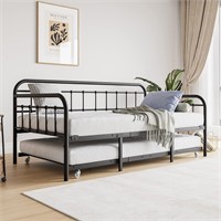 JURMERRY Daybed Frame w/ Trundle  Twin  Black