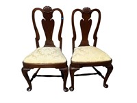 2 19TH CENT. SOLID MAHOGANY QUEEN ANNE CHAIRS