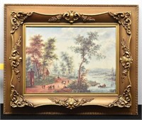 Framed Print of Early Pilgrims Gathering by River