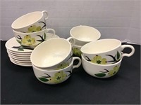 Set of 8 Vintage Cups & Saucers, Unmarked