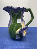 Floral Ceramic Pitcher ( Iris)  9” h