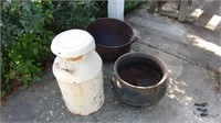 Vintage Cauldrons and Milk Can