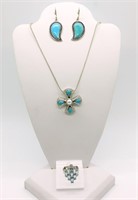 Affinity Turquoise Pearl Cross Set  925 (3)