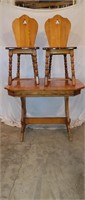 Antique Colonial Oak Table and 2 Chairs