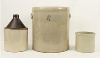 Stoneware 5 Gallon Crock, 1 Gallon Jug and Jar