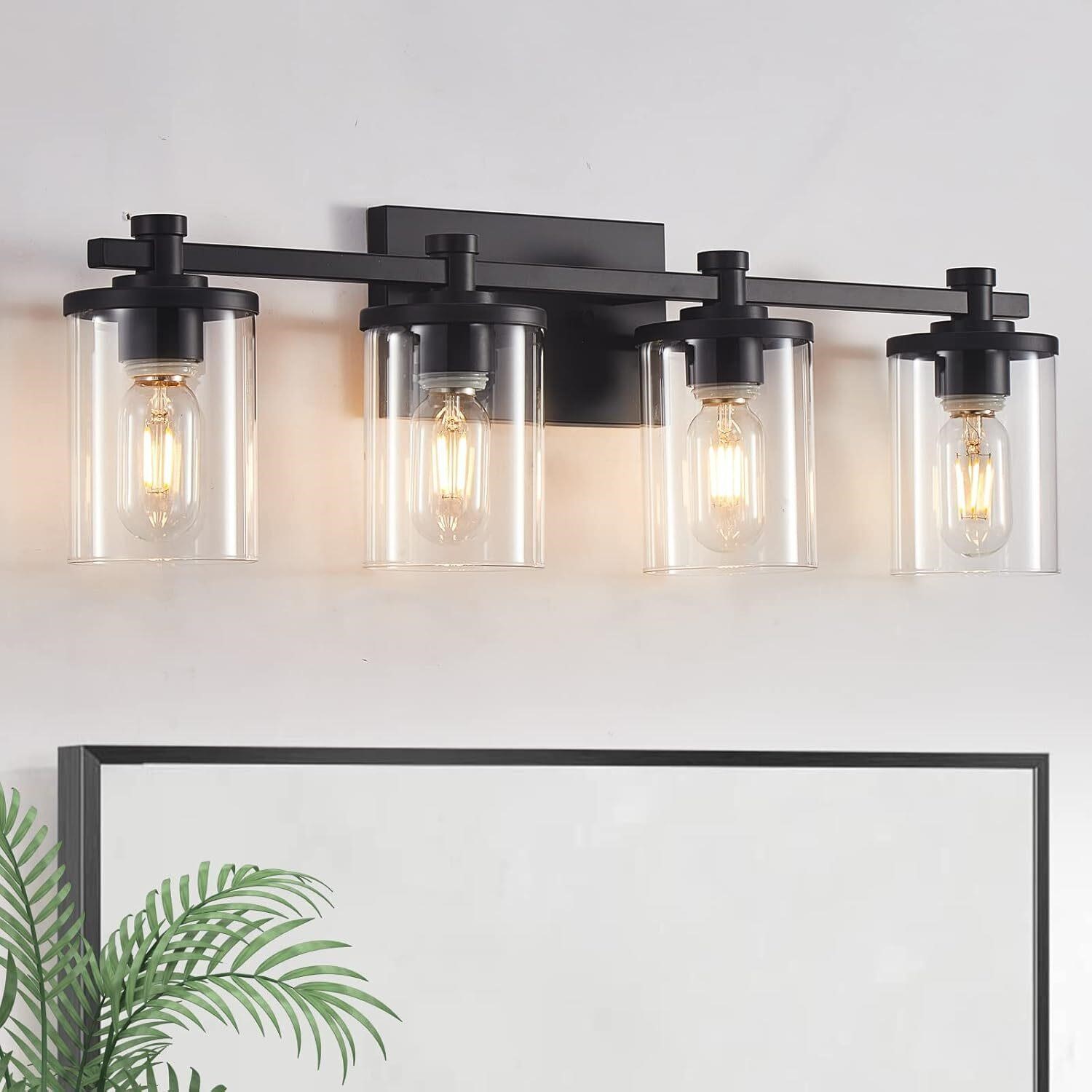 4-Lights Bathroom Vanity Fixtures - Black