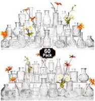 Arme Glass Bud Vase Set Of 60 Pcs, Small Clear